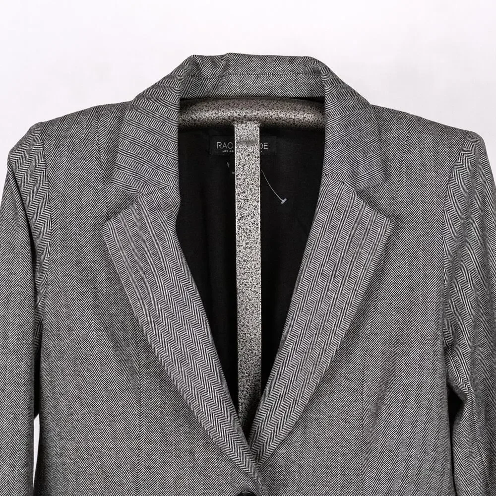 Rachel Zoe Women's Classic Herringbone Blazer SZ LARGE Career Corporate Academia